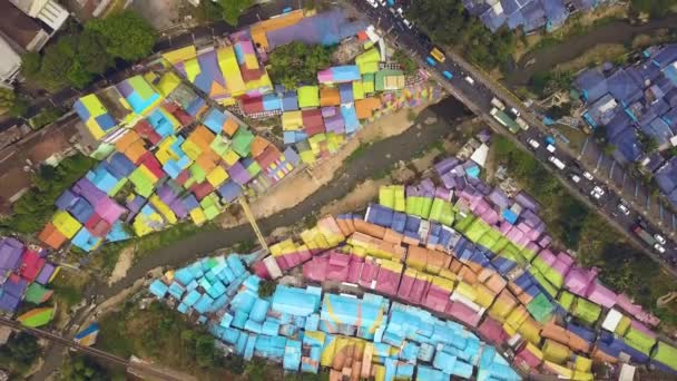 Top Shot Jodipan Rainbow Village — Stockvideo