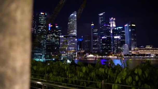 Reveal Beautiful Singapore Skyline Night — ストック動画