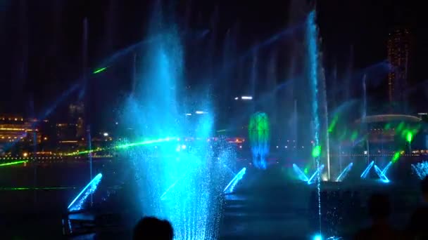 Slow Motion Dolly Amazing Laser Fountain Show — Vídeos de Stock