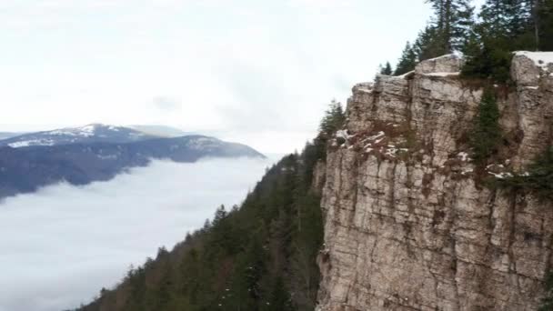 Aerial Mountain Ridge Creux Van Switzerland — Vídeos de Stock