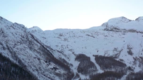 Tilt Ski Lifts Beautiful Snow Covered Mountains — Video