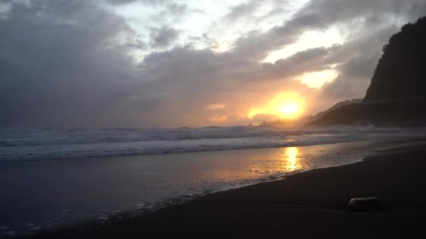 Panorama Shot Scenic Sunset Ocean Azores Beach — Stockvideo