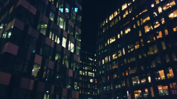 Corporate Building Real Estate Office Buildings Night — Vídeo de stock