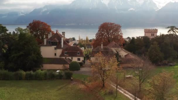 Flying Beautiful Small Town Switzerland — Stok video