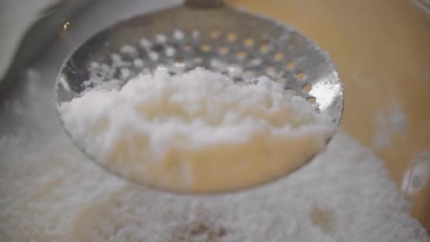 Slow Motion Macro Close Metal Strainer Sifting Bright Red Cranberries — Vídeos de Stock