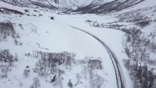 Drone Footage Very Snowy Norway — стокове відео