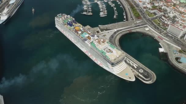 Huge Cruise Ship Docked Port Travel Tourism Concept — Video