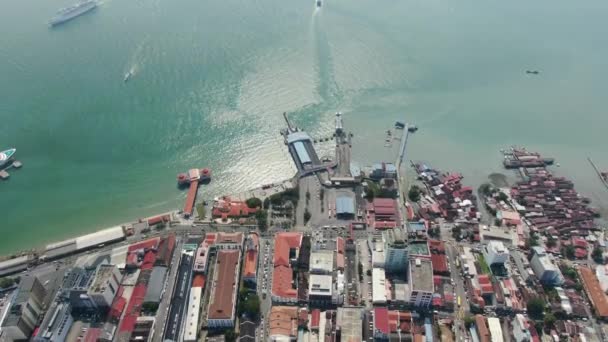 Drone Aerial Footage Historic Penang Old Town Georgetown — Vídeo de stock