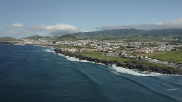 Aerial Establishing Shot Azores Coastline — Vídeo de Stock