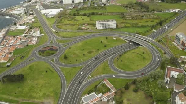 Aerial Establihsing Shot Ribeira Grande Roads Ponta Delgada Azores — 图库视频影像