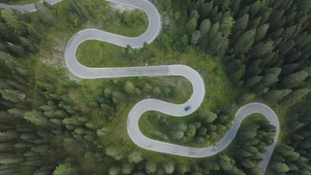 Town Aerial Tracking View Sports Car Driving Winding German Roads — Stockvideo