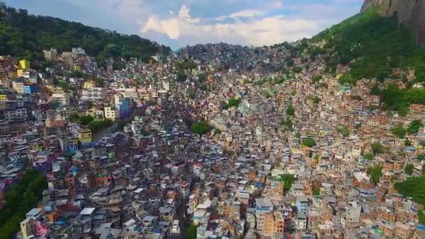 Drone Clip Rocinhas Favela Biggest South American Favela Located Rio — ストック動画