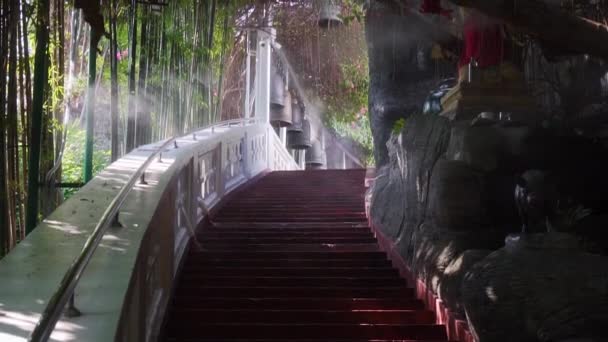 Staircase Golden Mountain Bangkok Thailand Slow Motion — Wideo stockowe