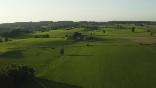 Aerial Zoom Establishing Shot Rural Farm Set Central Europe Germany — Stockvideo