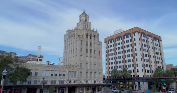 Aerial Video Drone Rising Snell Arcade Downtown Petersburg Florida — Stockvideo