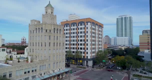 Aerial Video Historic Snell Arcade Building Downtown Petersburg Florida — Vídeos de Stock