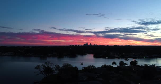 Aerial Video Sunset Petersburg Florida Skyline — Wideo stockowe