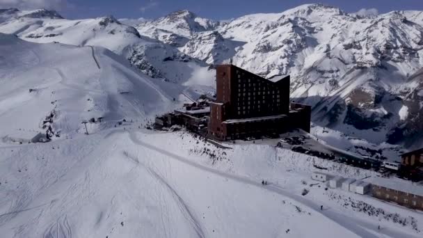 Santiago Şili Deki Valle Nevado Kayak Merkezinden — Stok video