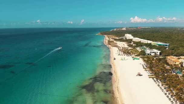 Вид Літака Пляж Рив Єра Майя Безпілотного Відео Playa Del — стокове відео