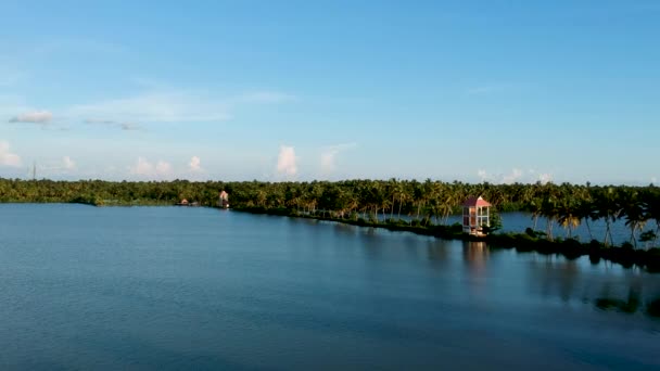 Beautiful Sunset Vembanad Lake Water Coconut Trees — Vídeo de stock