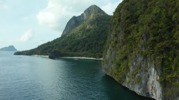 Aerial Landscape Coastal Cliffs Sea Nido Palawan Philippines — Video