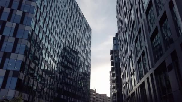 Corporate Building Real Estate Office Buildings Glass Reflections Thales Bucharest — Stok video