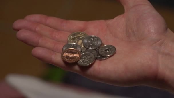 Slow Motion Close Shot Japanese Coins Money Being Thrown Moved — Video