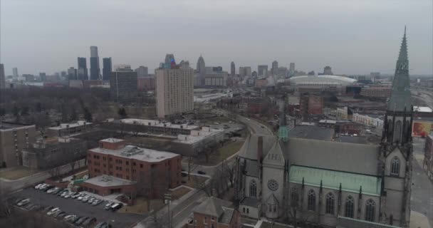 Aerial View Detroit City Landscape Eastern Market Detroit Area Video — Video