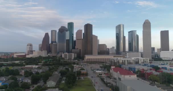 Video Aerial Showing Downtown Houston Skyline Surrounding Area Video Filmed — стокове відео