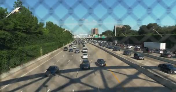 Video Panning Shot Rush Hour Traffic Major Freeway Houston Video — Video
