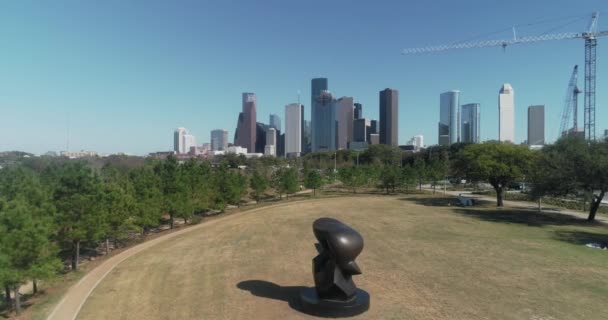 Video Aerial Houston Skyline Elanor Tinsley Park Elanor Tinsley Park — Vídeos de Stock