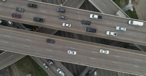 Video Birds Eye View Rush Hour Traffic Major Freeway Houston — Stok video