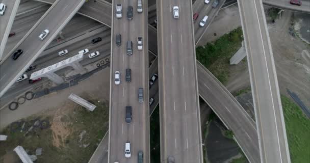 Video Birds Eye View Rush Hour Traffic Major Freeway Houston — Stockvideo
