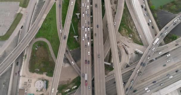 Video Birds Eye View Rush Hour Traffic Major Freeway Houston — Vídeo de stock