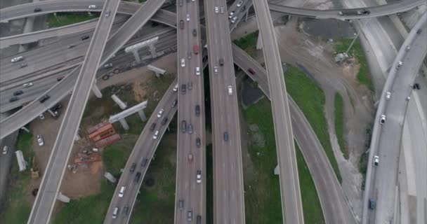 Video Birds Eye View Rush Hour Traffic Major Freeway Houston — Vídeo de stock