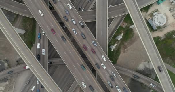 Video Birds Eye View Rush Hour Traffic Major Freeway Houston — ストック動画