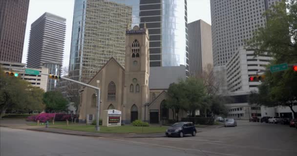 Video Establishing Shot Oldest Black Church Houston Historic Fourth Ward — Stock Video