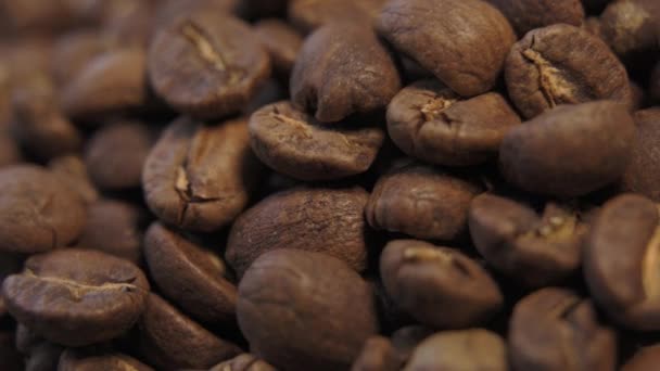 Close Macro View Freshly Roasted Brown Coffee Beans Used Hot — Video Stock