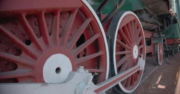 Wheels Old Steam Train Soviet Steam Locomotive Red Star Wheeled — Wideo stockowe