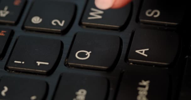 Black Keyboard Girl Presses Button English Letters Slow Girl Has — Video Stock