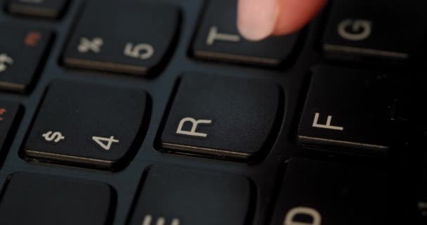 Pushing Button Black Keyboard English Letters Used Macro Lens Slow — Video Stock