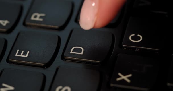 Pushing Button Black Keyboard English Letters Used Macro Lens Slow — Stok video