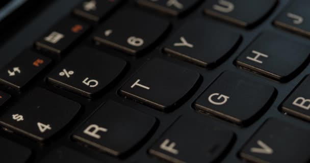 Pushing Button Black Keyboard English Letters Used Macro Lens Slow — 图库视频影像