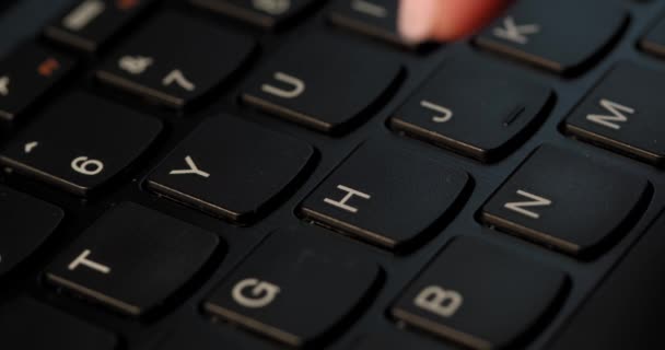 Pushing Button Black Keyboard English Letters Used Macro Lens Slow — стокове відео