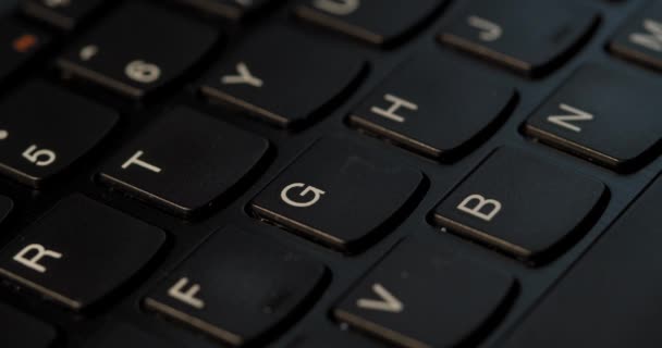 Pushing Button Black Keyboard English Letters Used Macro Lens Slow — Stockvideo