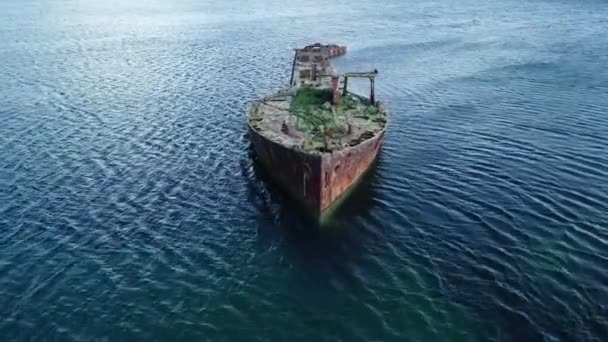 Aerial Footage Wreck Juniata Old Abandoned Ship Inganess Bay Mainland — Stock videók