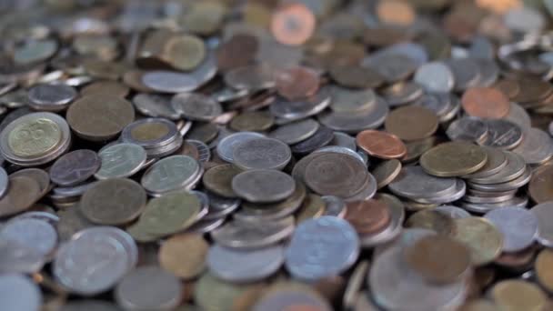 Old Antique Coins Falling Pile Close Financial Money Background — Stock videók