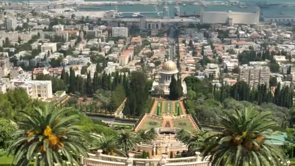 Bahai Shrine Gardens Upper Terraces Panorama Mount Carmel Haifa — Vídeo de stock