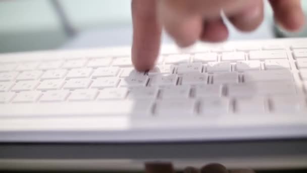 Close Hand Typing White Keyboard — Video