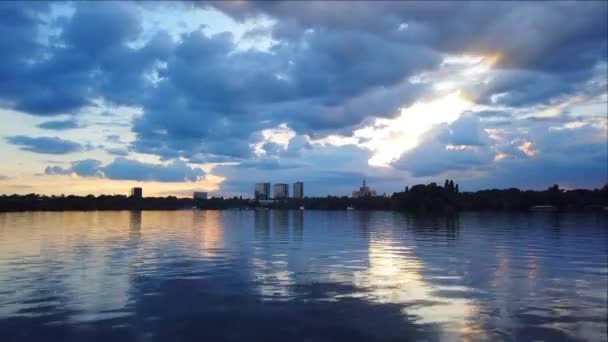 Stad Skyline Tijd Verstrijken Zonsondergang Boekarest Roemenië — Stockvideo